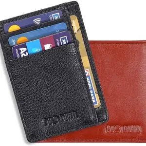 DUO DUFFEL Genuine Leather RFID Protected Unisex Multi Wallet & Card Holder Pack of 2