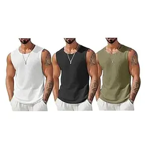 QUTUN Waffle Vest for Men || Men's Tank Top Regular fit||Combo Pack of 3 Sports Vest