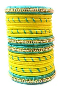Blue jays hub Silk Thread Bangle Set of 16,Multi Color kundans for Women/Girls (2.8)
