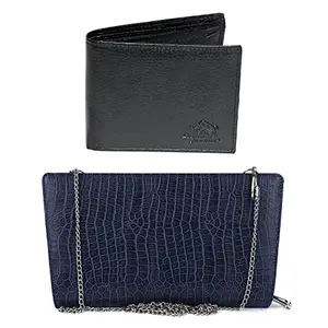 Leather Junction Faux Leather Black Men's Wallet Blue Women's Wallet (214060133811)