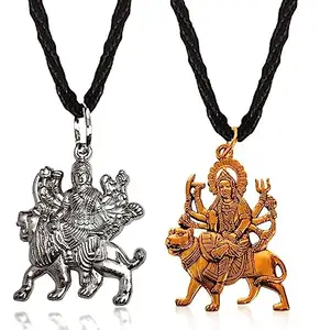 Stylewell X000254 Combo Of Stainless Steel Hindu God Lord Shri Durga Vaishno Devi Maa/Sherawali Mata Locket Pendant Necklace With Cotton Dori