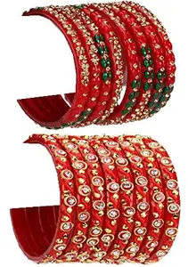 Colorful Glass Bangle/Kada Set Combo Ornamented With Colourful Chips & Beads_G36 (AkBang2-AAH1.d_bang)