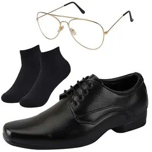 Vitoria l Men Black Lace Formal Shoes with Black Socks & White Gold Avter/9