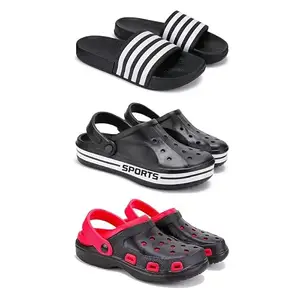 Lightweight Classic SliderSandals with Clogs for Men-Combo(3)-3024-3068-3017-8 Red-799