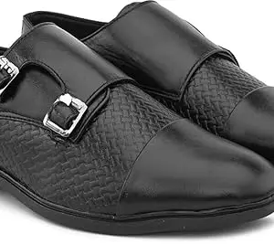 WOAKERS Mens Synthetic Leather Comfortable and Stylish Formal Shoes (Black, 8) (HR-MUKESAN)