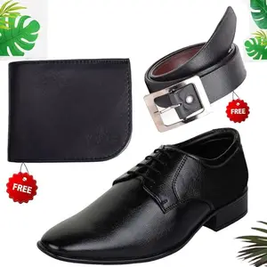 Attractive Trendy Formal Shoes/Party Shoes/Shoes Combo with Free Wallet & Belt for Men and Boys (BAZAAR376_AXR-TC-301) Multicolor