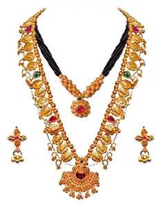 Glamform 2 Set Kolhapuri Saaj Traditional Necklace Set combo : Kolhapuri Saj with Amazing Thushi Jewellery Set, and Classy Thushi Mangalsutra Collection for stylish women KT 6