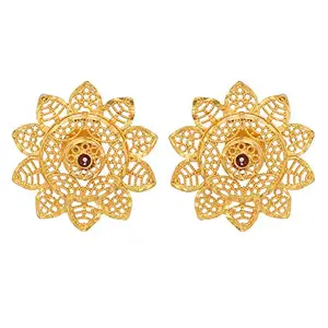 Shreyadzines Traditional Non-precious Metal Alloy Stud Earrings for Women & Girls, Golden