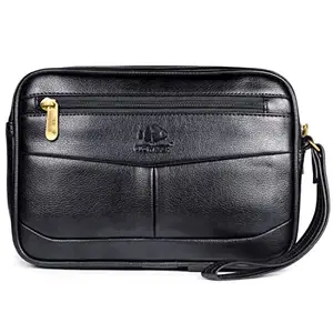 THE CLOWNFISH Men Multipurpose Travel Pouch Money Cash Pouch Wrist Handbag Clutch (Black)