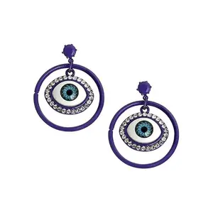 SOHI Women's The Evil-Eye Loop Drop Earrings For Casual Wear | Amerthyst Purple Colour | Alloy Material | Push Back Closure | Artificial Stone Earrings | Fashion Drop Earrings For Women & Girls