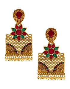 Anuradha Art Jewellery Anuradha Art Pink-Green Traditional Earrings | Party Wear Long Earrings | South Indian Jewellery For Women & Girls