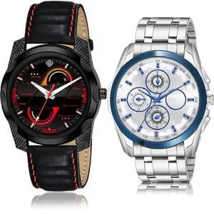 Neutron Traditional Analog Black and Silver Color Dial Men Watch - S101-BL46.117 (Pack of 2)