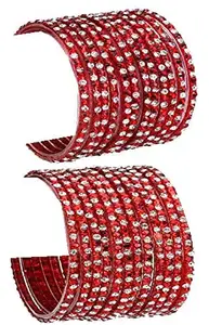 Colorful Glass Bangle/Kada Set Combo Ornamented With Colourful Chips & Beads_G745 (AkBang2-AHD1.a_bang)