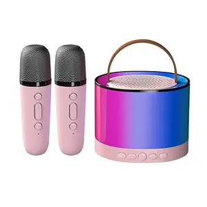 Stormic k52 Karaoke Mic with Speaker for Kids Mini Portable Speaker with Mike Dynamic Lights for Singing, Home KTV, Ideal for Travel, Parties, Play, and Fun (Multicolour)