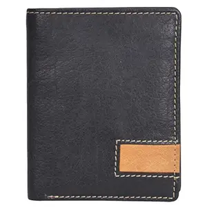 Leatherman Fashion LMN Unisex Casual Black Genuine Leather Wallet (3 Card Slots)