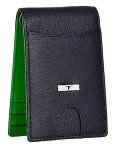URBAN FOREST Eddy Black/Green Money Clip Leather Wallet for Men