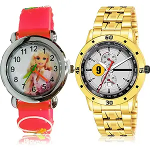 NIKOLA Tread Analog Red and Gold Color Dial Men Watch - BK80-(55-S-21) (Pack of 2)