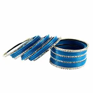 MAYA FASHION Light Blue Stone Acrylic-Brass Bangle Elegant Extra Large Size Bangle | Perfect Fit for Plus Size banglesTrendy and Comfortable Fit for woman and girls | (Sku-ban1289)