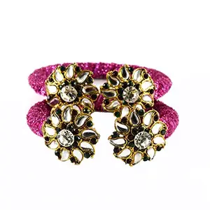 MAYA FASHION Pink Stone Acrylic-Brass Bangle With Very Extra Large Size Elegant Extra Large Size Bangle | Perfect Fit for Plus Size banglesTrendy and Comfortable Fit for woman and girls | (Sku-ban1306)