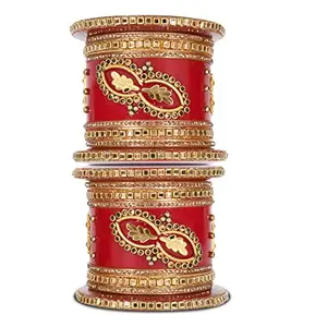 BRIDAL GARNISH Women's Fashion Designer Stone Base Glittery Design Embroidery Rajasthani Bangle (Style 1, 2.4)