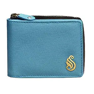 SOUMI Genuine Leather Sky Blue Women's Wallet (SM-702SKBL)