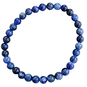 RRJEWELZ Natural Sodalite 6mm Round Shape Smooth Cut Beads 8 Inch Stretchable Bracelet for Men & Women.|STBR_RR_08340_8.0