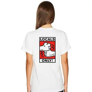 Epiko Locals Only Trendy Back Print Streetwear Oversize Women Tshirt | Streetwear Oversized Tshirt | Halfsleeve Round Neck White Tshirt