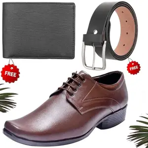 Vitoria Men's Aadab PU Formal/Party Shoes | Shoes Combo with Free Wallet & Belt | Stylish & Comfortable | Ideal for Office, Casual Outings, Parties (4775_VTOR-BLK-1004) (Multicolor)(Size: 10UK)