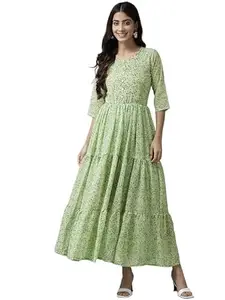 Muhuratam Womens Green Colour Georgette Dress (M-MD-W-064-GREEN-L)