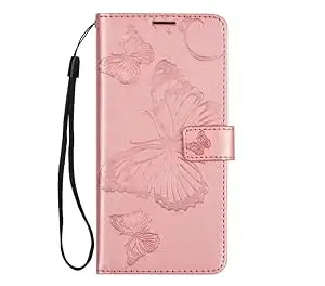 TROUNCE for VIVO V70 Elite Mobile Flip Cover Butterfly Embossing Shock Proof with Card Cash Holder Wallet Case & Magnetic Lock - Pink