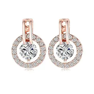 Aaishwarya 18K Rose Gold Plated Austrian Crystal Stud Earrings For Women/Girls