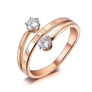 MYKI Diamond-cut luster Roman Number Diamond Rosegold Ring For Women & Girls
