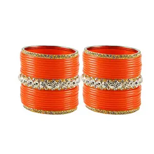 MAYA FASHION Orange Stone Acrylic-Brass Bangle Elegant Extra Large Size Bangle | Perfect Fit for Plus Size banglesTrendy and Comfortable Fit for woman and girls | (Sku-ban1642)