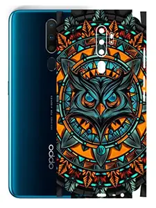AtOdds - Oppo A9 2020 Mobile Back Skin Rear Screen Guard Protector Film Wrap with Camera Protector (Coverage - Back+Camera+Sides) (Mighty Owl)