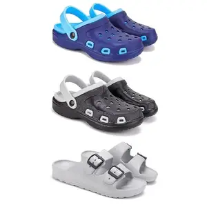 Lightweight Classic Clogs || Sandals with Slider for Men-Combo(3)-3019-3018-3114-8 Grey(COMBO(3)-3019-3018-3114-8_BZ)