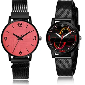NEUTRON Fashion Analog Red and Black Color Dial Women Watch - GM226-(1-L-10) (Pack of 2)