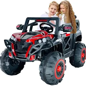 Miniature Mart -Little adventurers aged 2-8, 12V rechargeable battery-operated car combines fun and safety. Painted Maroon Ride-on 4x4 Jeep comes with Music,Remote control,Mobile app,perfect for kids.