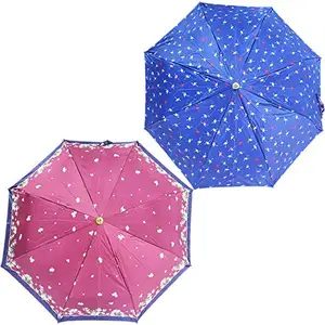 Rainpopson 3 Fold Office Umbrella for Women & Men (Multicolour) - Combo of 2 (FR_845)