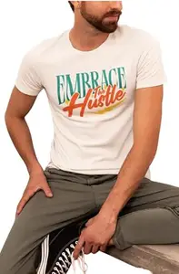 Men Regular Fit T-Shirt || T-Shirt for Men Casual Wear | Comfortable Cotton Blend(Wh L) White