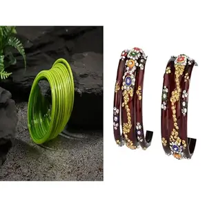 Somil Beautiful Combo Bangles, Ethnic Bangle Set For Daily Use & Special Occasions, Pack Of 18, Dhani, Maroon -P126