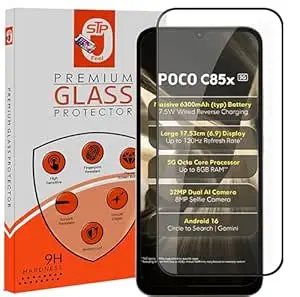 STP FEEL Premium Tempered Glass Screen Protector Guard Compatible For Poco C85X 5G (6.9 Inch, Pack of 1) | Edge to Edge Coverage With Easy to installation kit for Smartphone