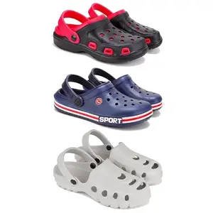 Lightweight Classic Clogs || Sandals with Slider Adjustable Back Strap for Men-Combo(3)-3017-3015-3135-7 Grey(COMBO(3)-3017-3015-3135-7_BZ)