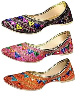 Stylish Fashionable Trendy Footwear Collection, Synthetic Bellies Shoes for Women- Multicolor