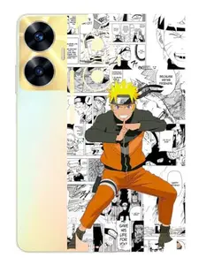 AtOdds - REALME C55 Mobile Back Skin Sticker - Lamination - Rear Screen Guard Protector Film Wrap (Coverage - Back+Camera+Sides) (Design - Naruto Graffiti)