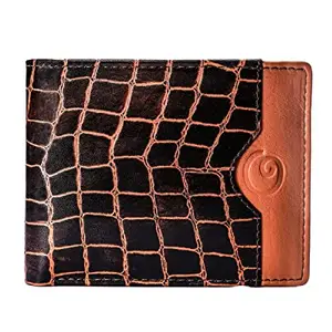 OOF Leather Wallet for Men I Ultra Strong Stitching I 6 Credit Card Slots I Classic and Casual I 1 Coin Pocket I Slim and Sleek Wallet I Croco Tan I Qty 1