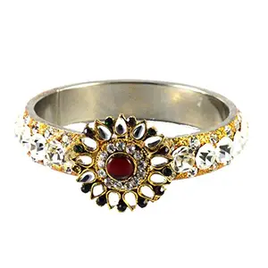 MAYA FASHION white Stone Brass Bangle Elegant Extra Large Size Bangle | Perfect Fit for Plus Size banglesTrendy and Comfortable Fit for woman and girls | (Sku-ban1467)