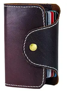 SIFA Genuine Leather Coffee Brown Wallet/Card Holder for Men & Women 13 Card Slots (Set of 1,)