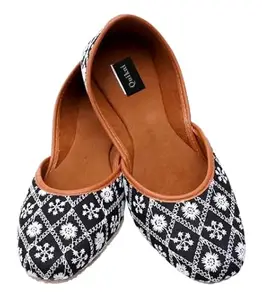Quilet Floral Print Ballet Flats, Women's Slip-On Shoes, (Black, UK Footwear Size System, Adult, Women, Numeric, Medium, 5)