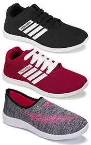 WORLD WEAR FOOTWEAR Multicolor (5048-5046-5047) Women's Casual Sports Running Shoes 6 UK (Set of 3 Pair)