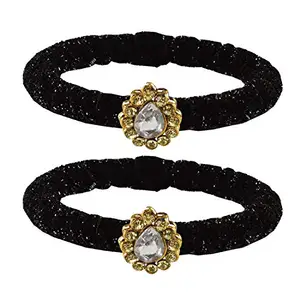 MAYA FASHION Black Stone Brass Bangle With Very Extra Large Size Elegant Extra Large Size Bangle | Perfect Fit for Plus Size banglesTrendy and Comfortable Fit for woman and girls | (Sku-ban2174)
